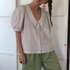 Zara white puff sleeve button down 🧺